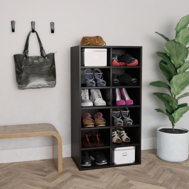 vidaXL Παπουτσοθήκη Μαύρη Δρυς 54x34x100,5cm από Επεξεργασμένο Ξύλο