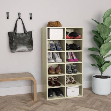 vidaXL Παπουτσοθήκη Sonoma Δρυς 54x34x100,5cm από Επεξεργασμένο Ξύλο