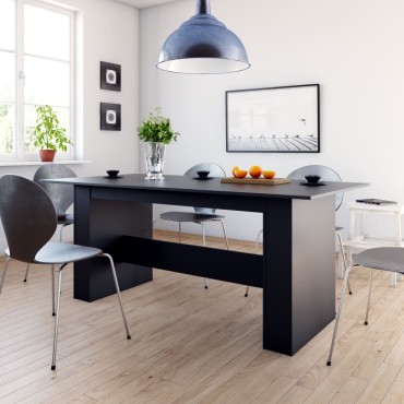 vidaXL Τραπεζαρία Μαύρη 180x90x76cm από Επεξ. Ξύλο 1 τεμ.