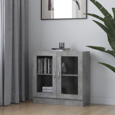 vidaXL Βιτρίνα Γκρι του Σκυροδέματος 82,5x30,5x80cm Επεξ. Ξύλο 1 τεμ.