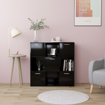 vidaXL Βιβλιοθήκη Μαύρη 90x30x90cm από Επεξ. Ξύλο 1 τεμ.