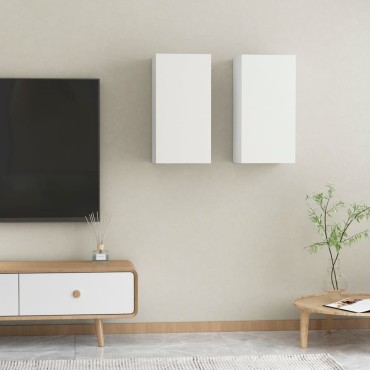 vidaXL Έπιπλα Τηλεόρασης 2 τεμ. Λευκά 30,5x30x60cm από Επεξ. Ξύλο
