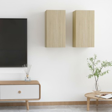 vidaXL Έπιπλα Τηλεόρασης 2 τεμ. Δρυς 30,5x30x60cm από Επεξ. Ξύλο