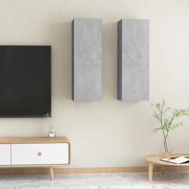 vidaXL Έπιπλα Τηλεόρασης 2 τεμ. Γκρι Σκυρ. 30,5x30x90cm από Επεξ. Ξύλο