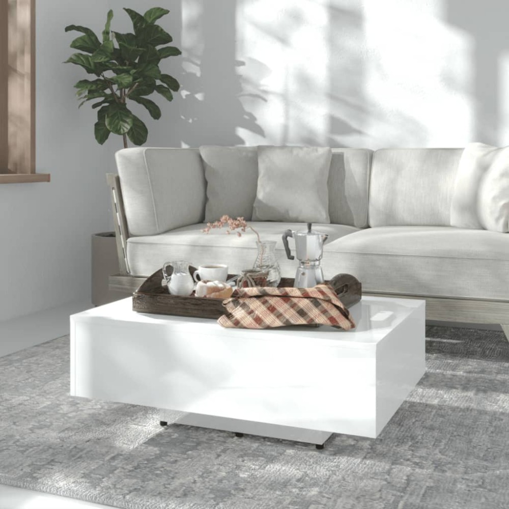 vidaXL Τραπεζάκι Σαλονιού Γυαλιστερό Λευκό 85x55x31cm Επεξ. Ξύλο 1 τεμ.