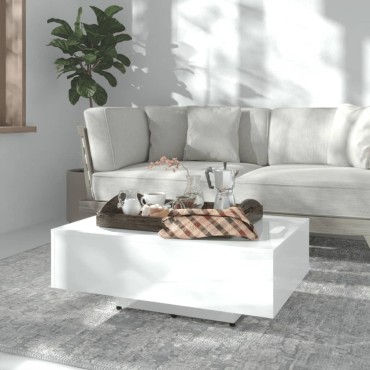 vidaXL Τραπεζάκι Σαλονιού Γυαλιστερό Λευκό 85x55x31cm Επεξ. Ξύλο 1 τεμ.