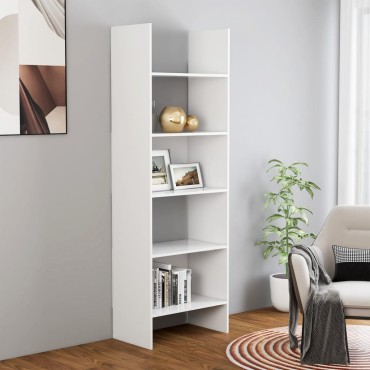 vidaXL Βιβλιοθήκη Λευκή 60x35x180cm από Επεξ. Ξύλο 1 τεμ.
