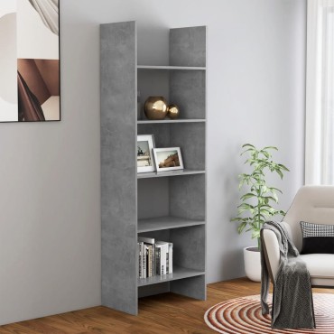 vidaXL Βιβλιοθήκη Γκρι Σκυροδέματος 60x35x180cm από Επεξ. Ξύλο 1 τεμ.