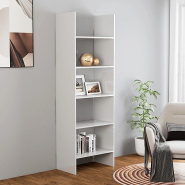 vidaXL Βιβλιοθήκη Γυαλιστερό Λευκό 60x35x180cm από Επεξ. Ξύλο 1 τεμ.