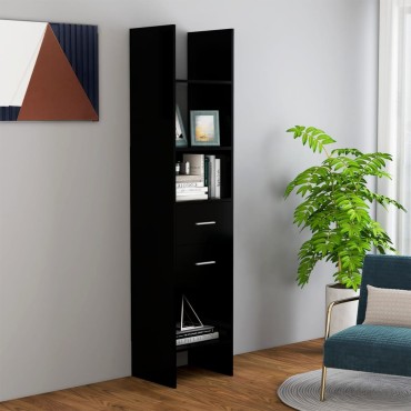 vidaXL Βιβλιοθήκη Μαύρη 40x35x180cm από Επεξ. Ξύλο 1 τεμ.