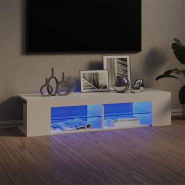 vidaXL Έπιπλο Τηλεόρασης με LED Γυαλιστερό Λευκό 135x39x30cm