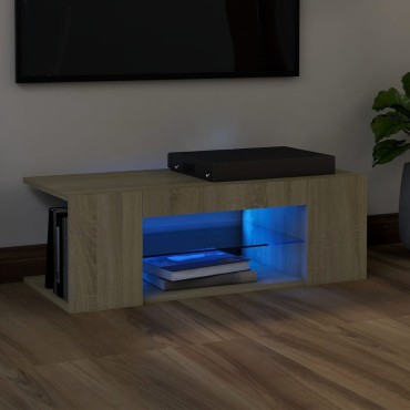 vidaXL Έπιπλο Τηλεόρασης με LED Sonoma Δρυς 90x39x30cm