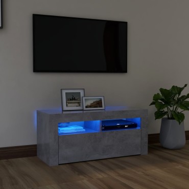 vidaXL Έπιπλο Τηλεόρασης με LED Γκρι Σκυροδέματος 90x35x40cm