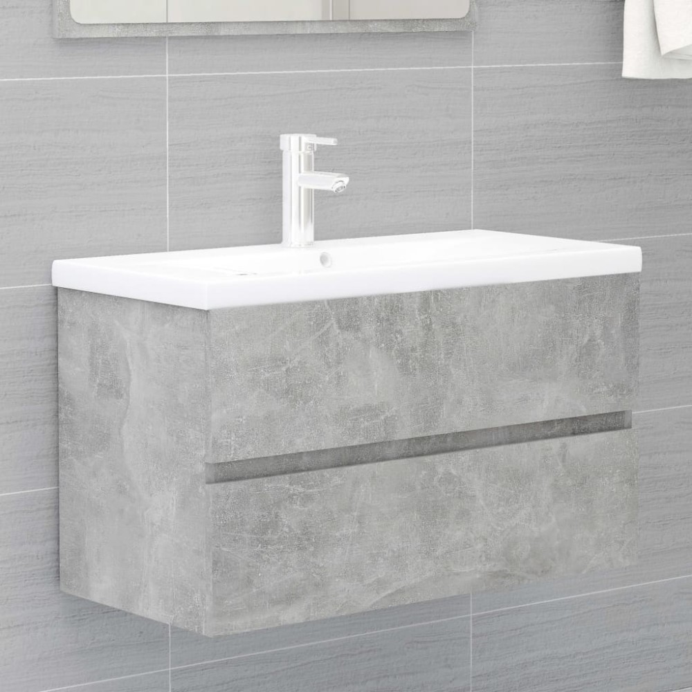 vidaXL Ντουλάπι Νιπτήρα Γκρι Σκυροδέματος 80x38,5x45cm από Επεξ. Ξύλο 1 τεμ.