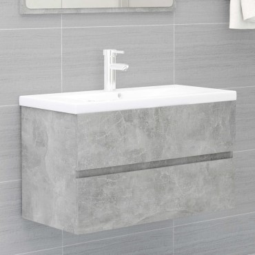 vidaXL Ντουλάπι Νιπτήρα Γκρι Σκυροδέματος 80x38,5x45cm από Επεξ. Ξύλο 1 τεμ.