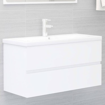 vidaXL Ντουλάπι Νιπτήρα Λευκό 90x38,5x45cm από Επεξ. Ξύλο 1 τεμ.