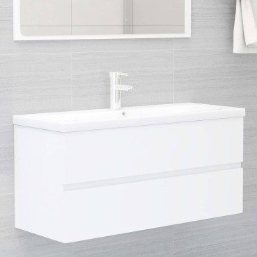 vidaXL Ντουλάπι Νιπτήρα Λευκό 100x38,5x45cm από Επεξ. Ξύλο 1 τεμ.