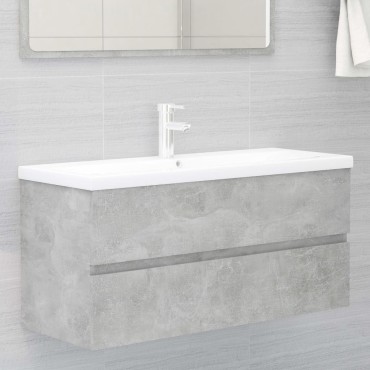 vidaXL Ντουλάπι Νιπτήρα Γκρι Σκυροδέματος 100x38,5x45cm Επεξ. Ξύλο 1 τεμ.