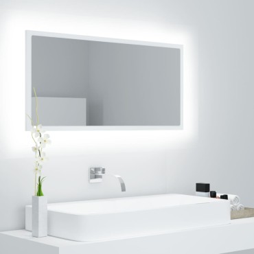 vidaXL Καθρέφτης Μπάνιου με LED Λευκός 90x8,5x37cm Ακρυλικός 1 τεμ.