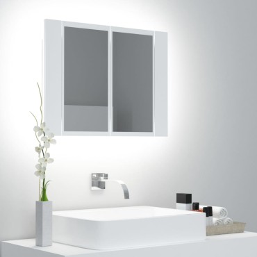 vidaXL Καθρέφτης Μπάνιου με Ντουλάπι LED Λευκός 60x12x45cm Ακρυλικός 1 τεμ.