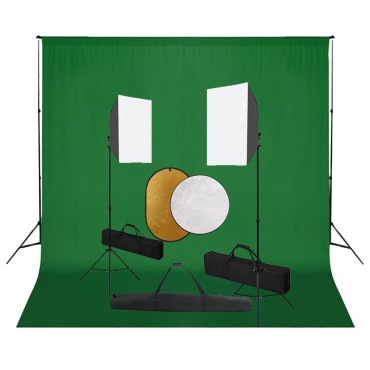 vidaXL Κιτ Φωτογραφικού Στούντιο Softbox με Φώτα, Φόντο & Ανακλαστήρα