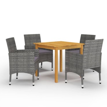 vidaXL Σετ Τραπεζαρίας Κήπου 5 τεμ. Γκρι 52x57x84cm