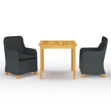 vidaXL Σετ Τραπεζαρίας Κήπου 3 τεμ. Σκούρο Γκρι 62x65x92cm