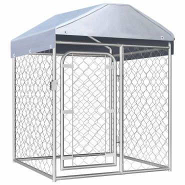 vidaXL Κλουβί Σκύλου Εξωτερικού Χώρου 100 x 100 x 125 εκ. με Στέγαστρο