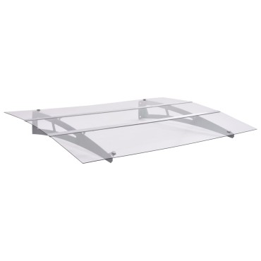vidaXL Στέγαστρο Πόρτας Ασημί & Διαφανές 120x90 εκ από Πολυκαρβονικό