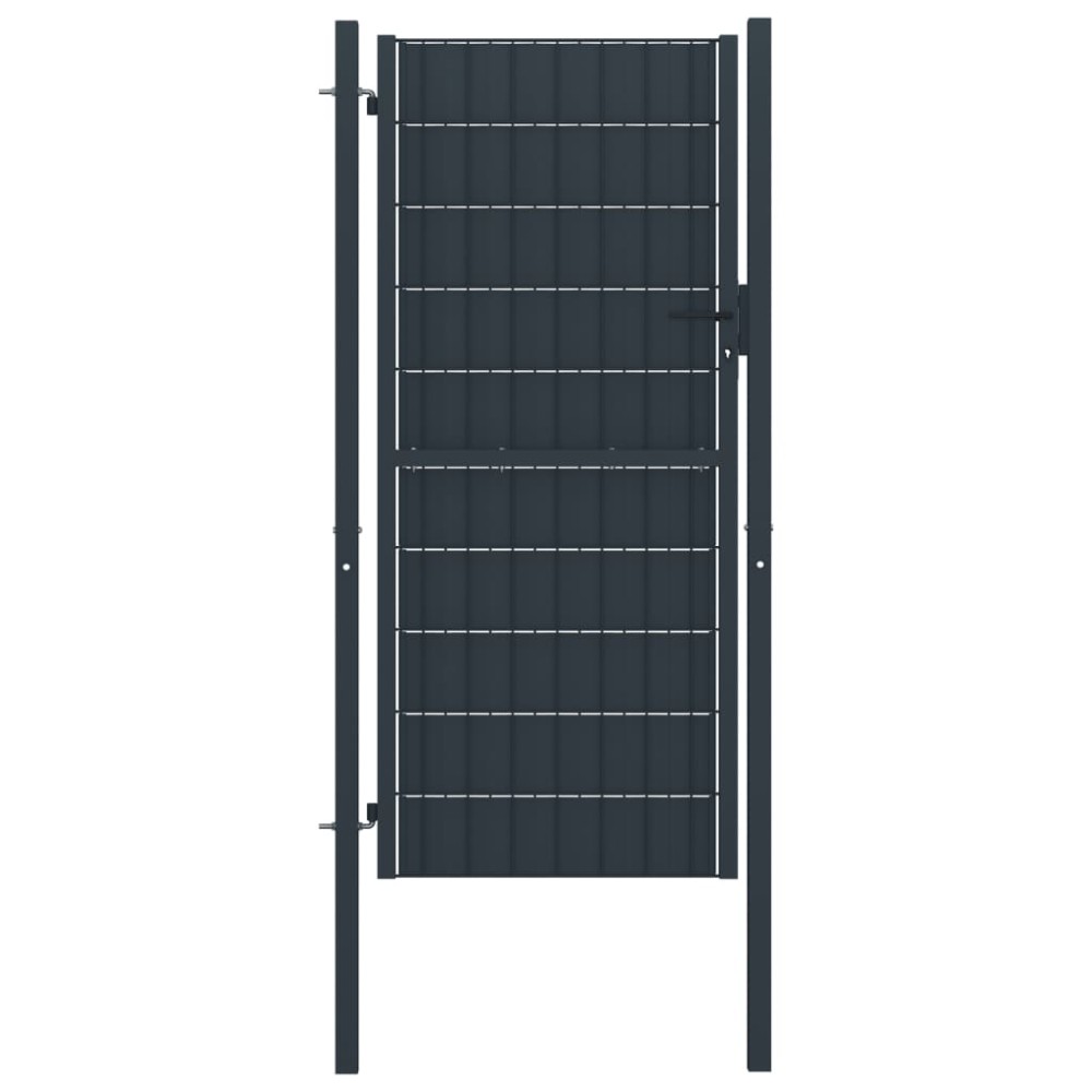 vidaXL Πόρτα Περίφραξης Ανθρακί 100 x 124 εκ. από PVC / Ατσάλι