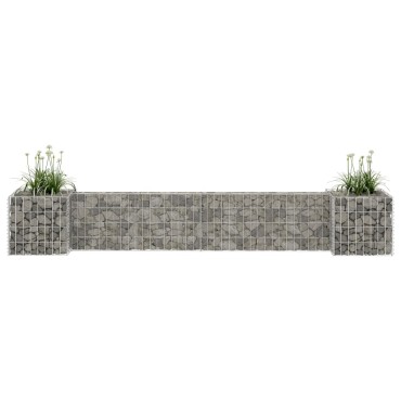 vidaXL Συρματοκιβώτιο Γλάστρα Σχήμα «Η» 260x40x40 εκ. Ατσάλινο Σύρμα