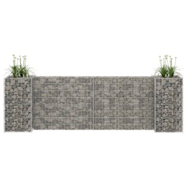 vidaXL Συρματοκιβώτιο Γλάστρα Σχήμα «Η» 260x40x80 εκ. Ατσάλινο Σύρμα