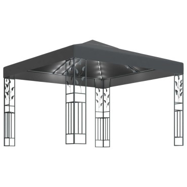 vidaXL Κιόσκι με Φωτάκια LED Ανθρακί 3 x 3 μ.