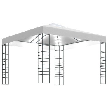 vidaXL Κιόσκι με Φωτάκια LED Λευκό 3 x 3 μ.