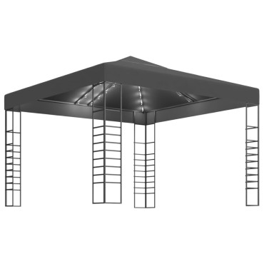 vidaXL Κιόσκι με Φωτάκια LED Ανθρακί 3 x 3 μ.