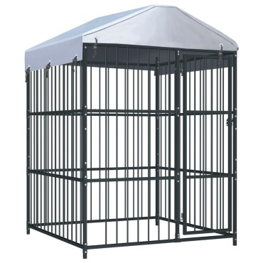 vidaXL Κλουβί Σκύλου Εξωτερικού Χώρου 150 x 150 x 210 εκ. με Στέγαστρο