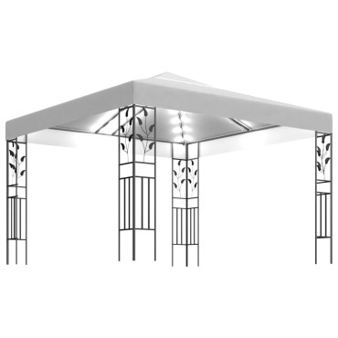 vidaXL Κιόσκι με Φωτάκια LED Λευκό 3 x 3 μ.