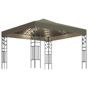 vidaXL Κιόσκι με Φωτάκια LED Taupe 3 x 3 μ.