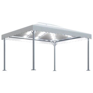 vidaXL Κιόσκι με Φωτάκια LED Κρεμ 400 x 300 εκ. Αλουμινίου