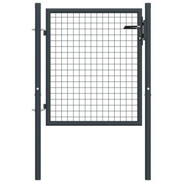 vidaXL Πόρτα Περίφραξης με Πλέγμα Γκρι 100 x 125 εκ. Γαλβαν. Χάλυβας