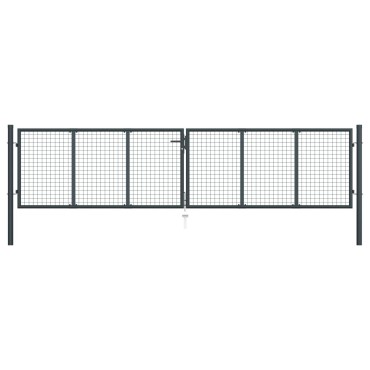vidaXL Πόρτα Περίφραξης με Πλέγμα Γκρι 400 x 125 εκ. Γαλβαν. Χάλυβας