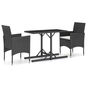 vidaXL Σετ Τραπεζαρίας Κήπου 3 τεμ. Μαύρο 52x57x84cm