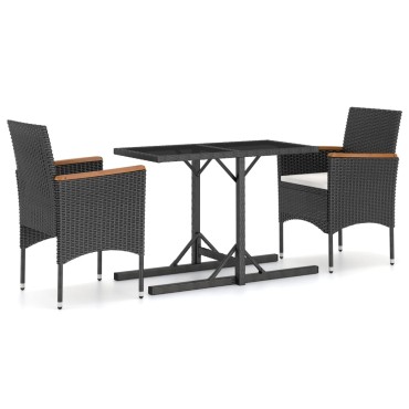 vidaXL Σετ Τραπεζαρίας Κήπου 3 τεμ. Μαύρο 52x57x84cm