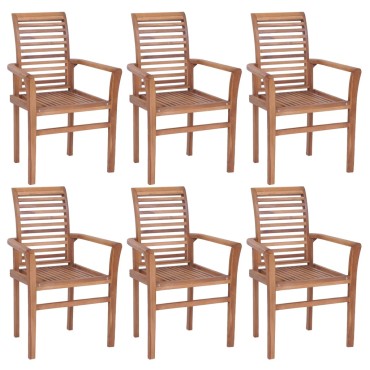 vidaXL Καρέκλες Τραπεζαρίας Στοιβαζόμενες 6 τεμ. από Μασίφ Ξύλο Teak 62x56,5x94cm