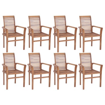 vidaXL Καρέκλες Τραπεζαρίας Στοιβαζόμενες 8 τεμ. από Μασίφ Ξύλο Teak 62x56,5x94cm