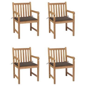 vidaXL Καρέκλες Κήπου 4 τεμ. από Μασίφ Ξύλο Teak με Taupe Μαξιλάρια 58x60x90cm