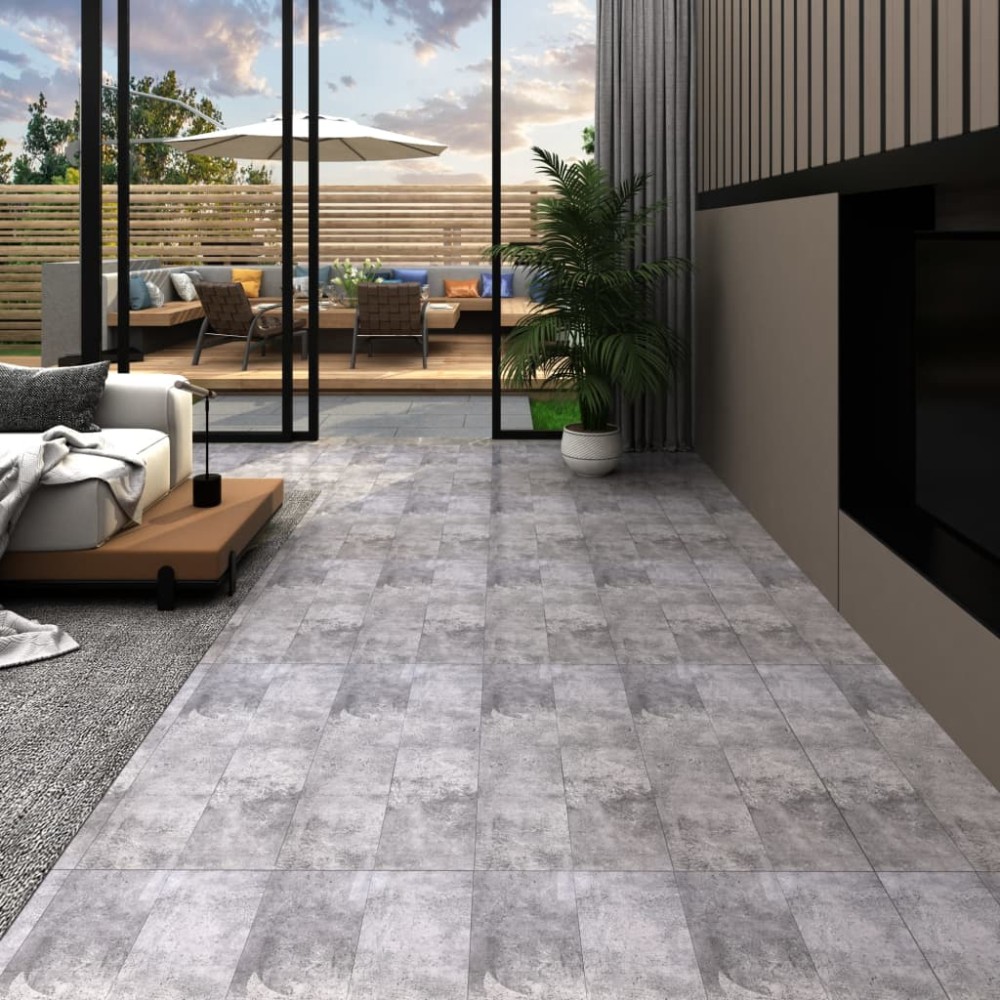 146559 vidaXL PVC Flooring Planks 5,02 m² 2 mm Self-adhesive Cement Brown