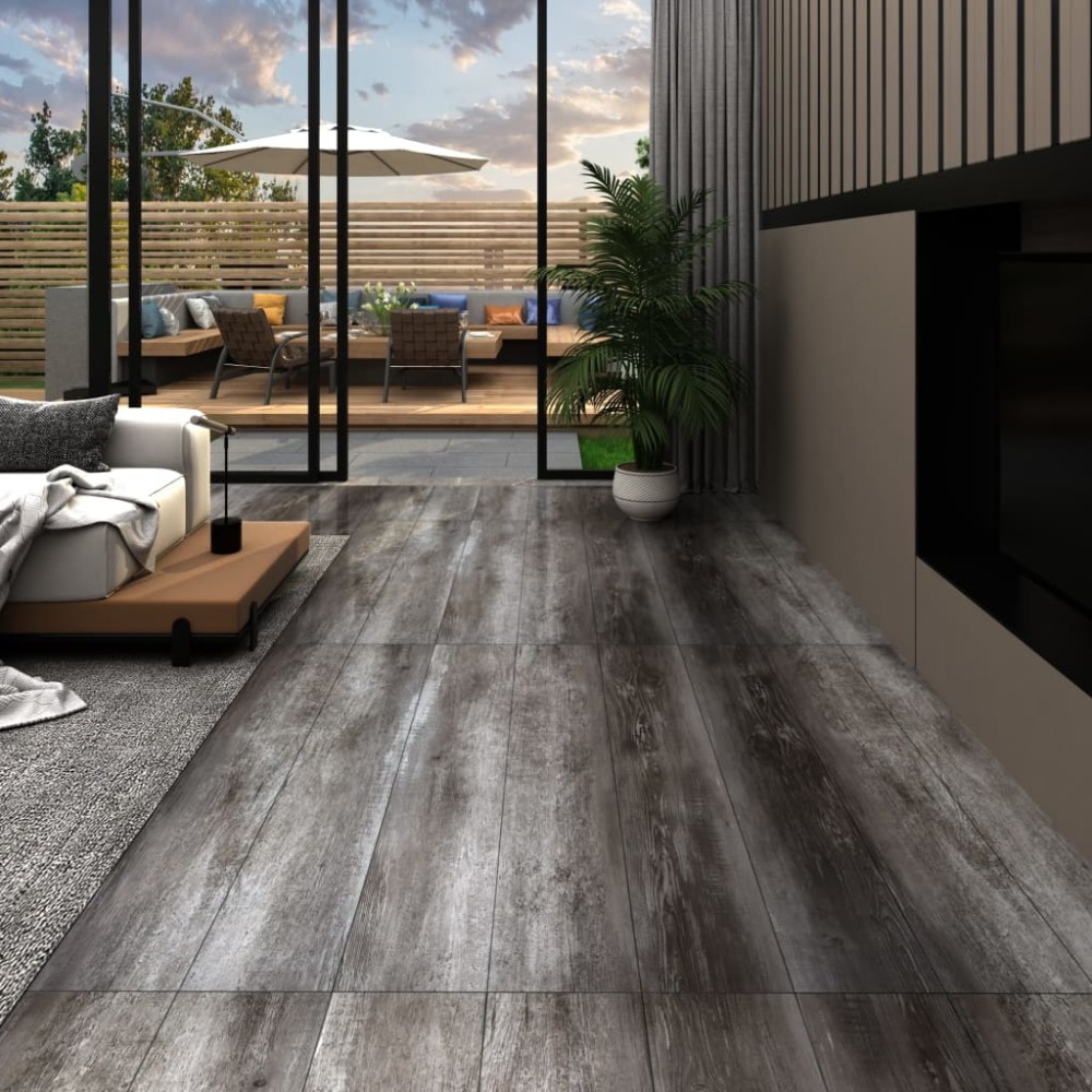 146564 vidaXL PVC Flooring Planks 5,02 m² 2 mm Self-adhesive Striped Wood