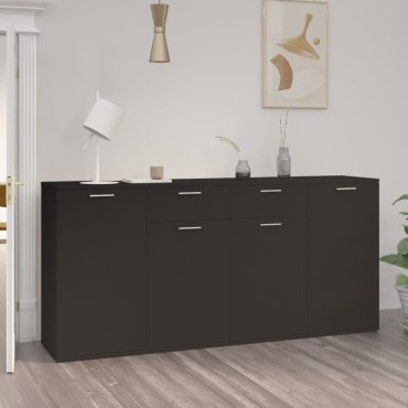 vidaXL Μπουφές Μαύρος 160x36x75cm Επεξ. Ξύλο 1 τεμ.