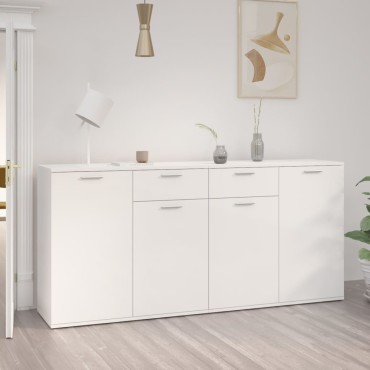 vidaXL Μπουφές Γυαλιστερό Λευκό 160x36x75cm από Επεξ. Ξύλο 1 τεμ.